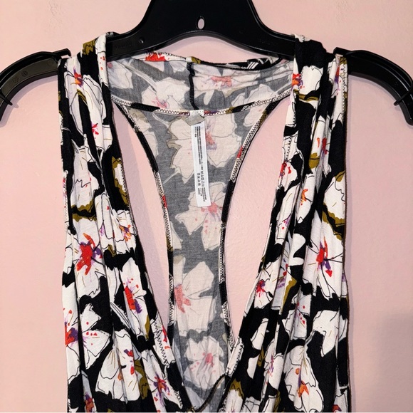 Free People Black Floral Sure Please Racerback Bodysuit Size L - Picture 8 of 14